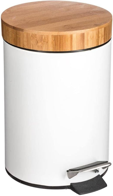 5five - Papelera naturéo de bambú con Tapa 3l Blanca